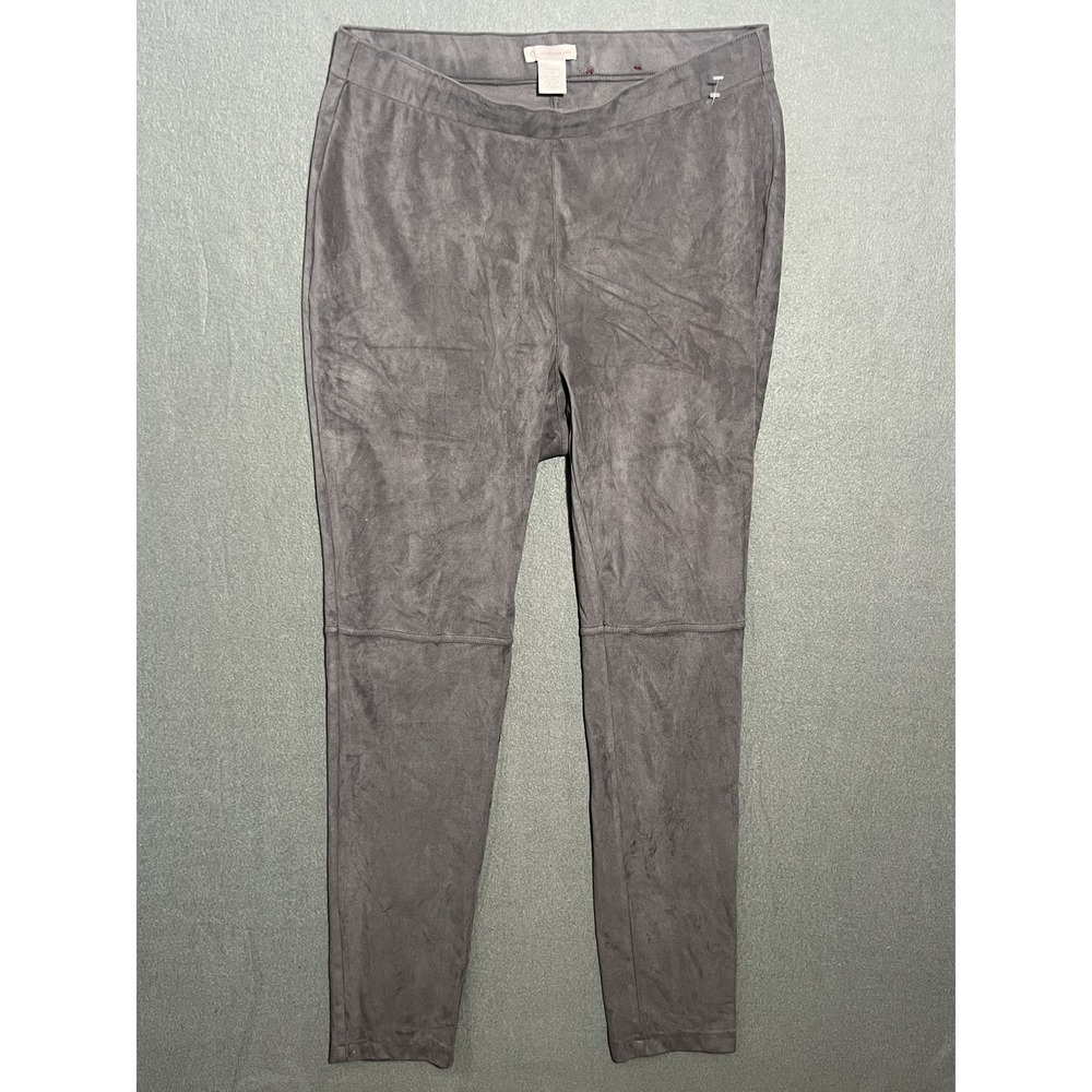 DB Established 1962 Women's 1X Plus Size Gray Faux Suede Pull-On‎ Leggings Pants